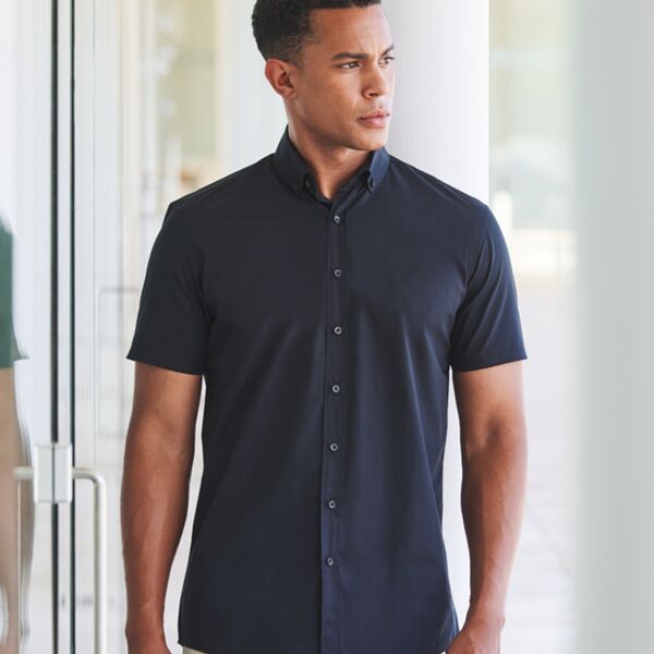 Henbury Short Sleeved Cotton Feel Coolplus® Shirt Thumbnail